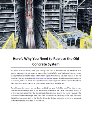 Here’s Why You Need to Replace the Old Concrete System