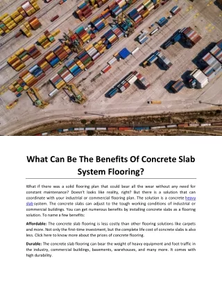 What Can Be The Benefits Of Concrete Slab System Flooring