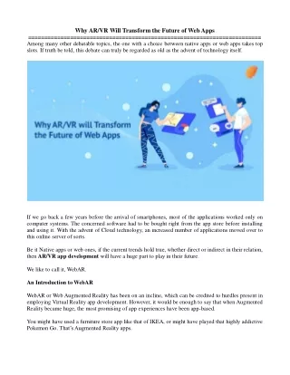 why ar vr will transform the future of web apps