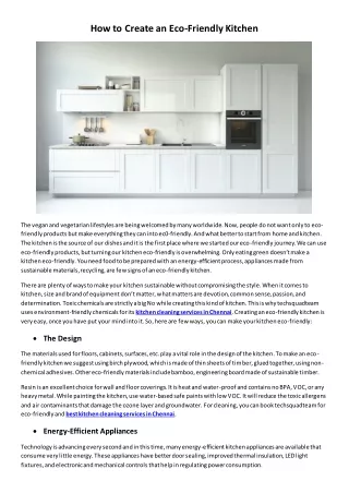how to create an eco friendly kitchen