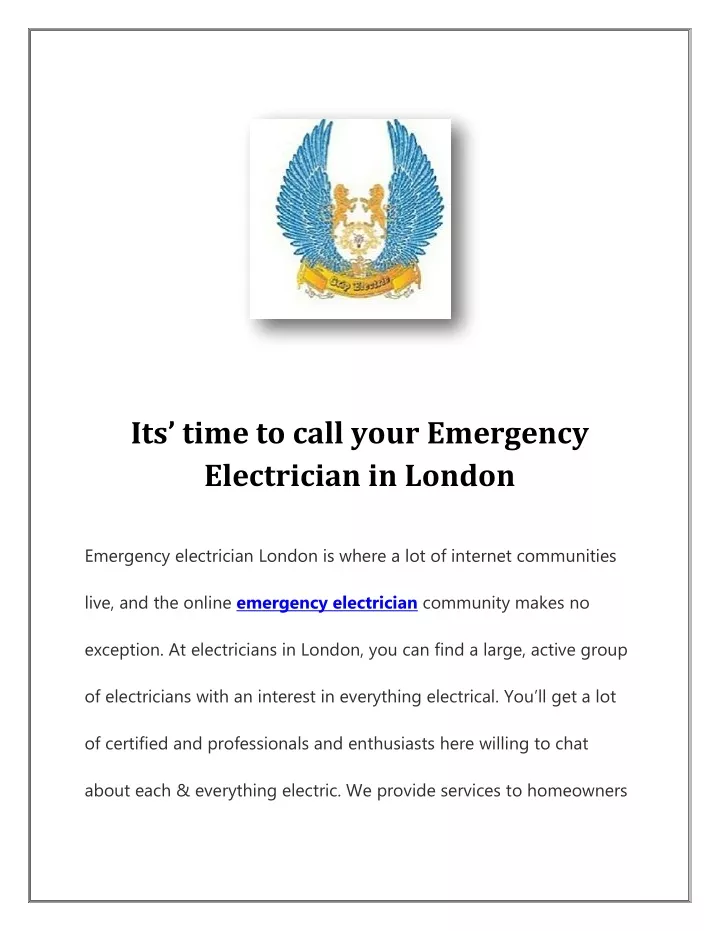 its time to call your emergency electrician
