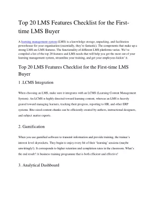 top 20 lms features checklist for the first time