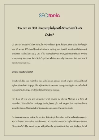 how can an seo company help with structured data