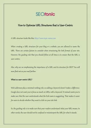 how to optimise url structures that is user
