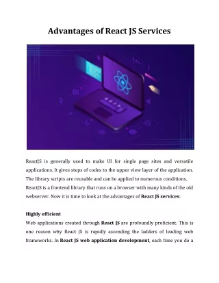 advantages of react js services