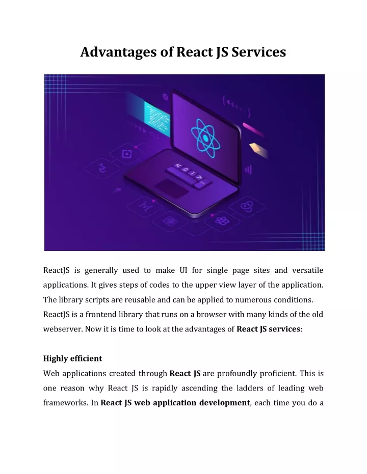 advantages of react js services