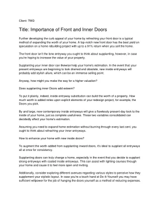 client twd title importance of front and inner