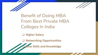 Benefit of Doing MBA From Best Private MBA Colleges In India