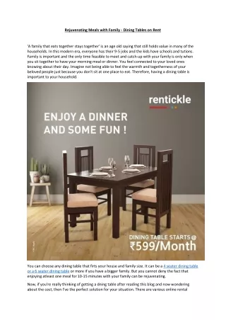 Dining table on rent