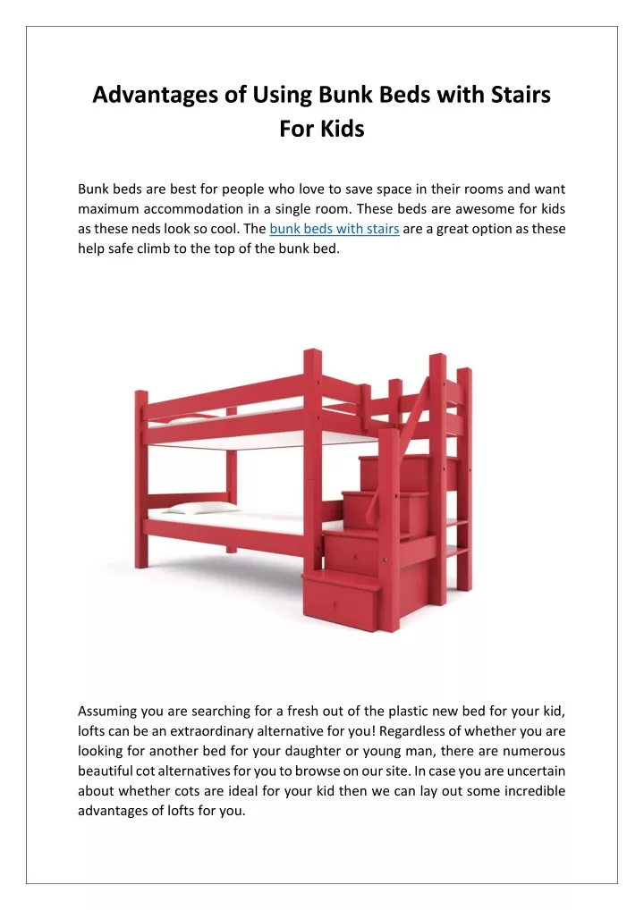 advantages of using bunk beds with stairs for kids