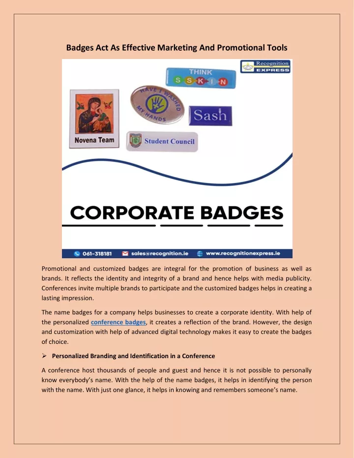 badges act as effective marketing and promotional