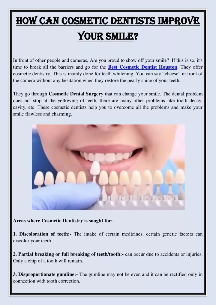 how can cosmetic dentists improve