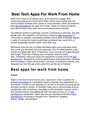 best tech apps for work from home work from home
