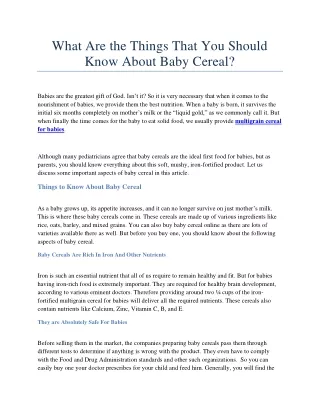 what are the things that you should know about