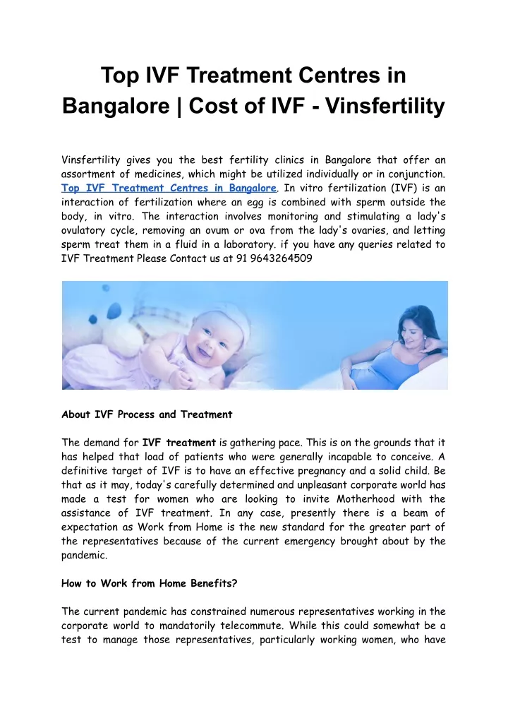 top ivf treatment centres in bangalore cost