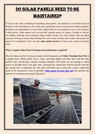 Do Solar Panels Need To Be Maintained