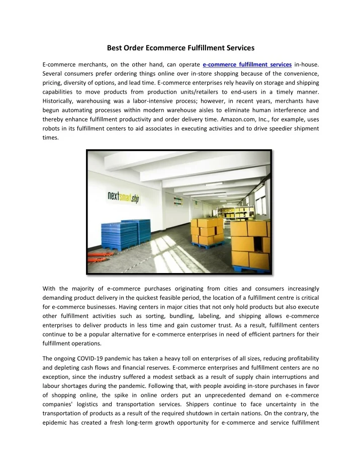 PPT - Best Order Ecommerce Fulfillment Services PowerPoint Presentation ...
