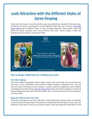 Tips to Drape a Silk Saree for a Glamorous Look