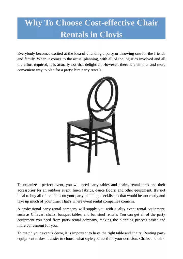why to choose cost effective chair rentals