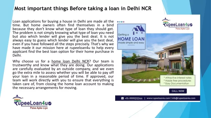 most important things before taking a loan in delhi ncr