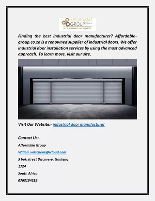 Industrial Door Manufacturer | Affordable-group.co.za