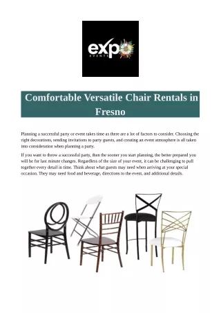 Comfortable Versatile Chair Rentals in Fresno