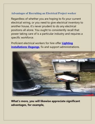 advantages of recruiting an electrical project