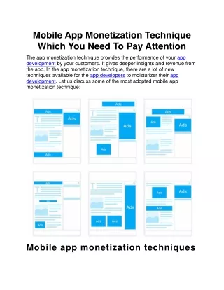 mobile app monetization technique which you need