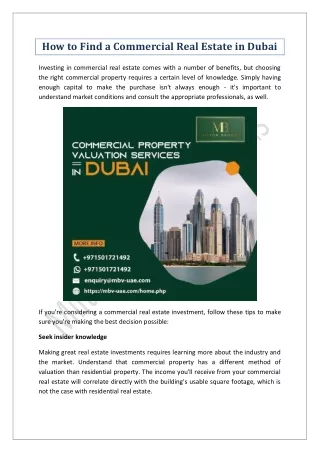 How to Find a Commercial Real Estate in Dubai