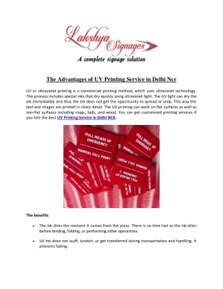 the advantages of uv printing service in delhi ncr