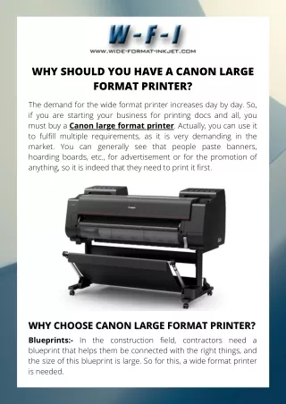 Why Should You Have A Canon Large Format Printer