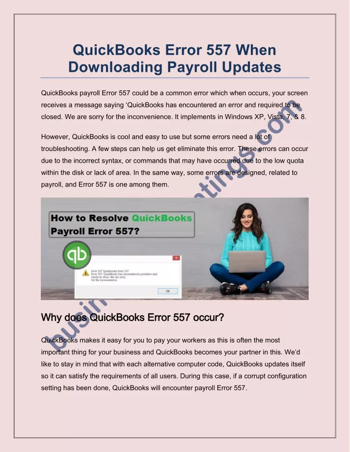 quickbooks error 557 when downloading payroll