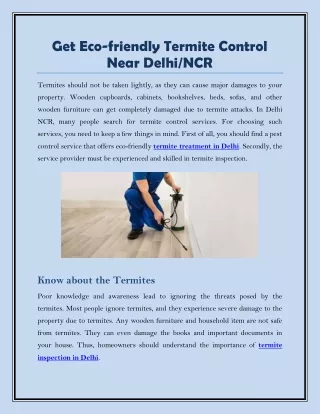 Get Eco-friendly Termite Control Near Delhi/NCR