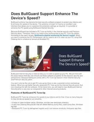 Does BullGuard Support Enhance The Device’s Speed?