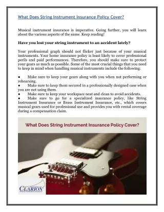 What Does String Instrument Insurance Policy Cover?