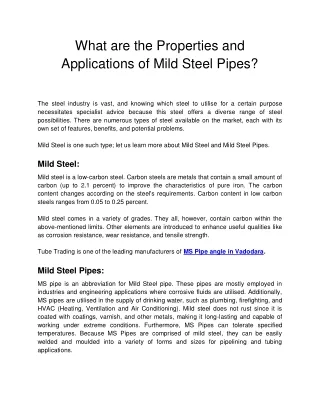 what are the properties and applications of mild