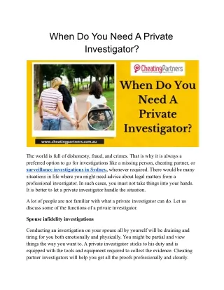 When Do You Need A Private Investigator?