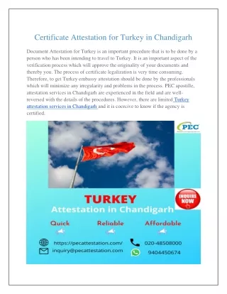 Turkey attestation in Chandigarh