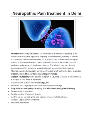 Neuropathic Pain treatment in Delhi - Removemypain