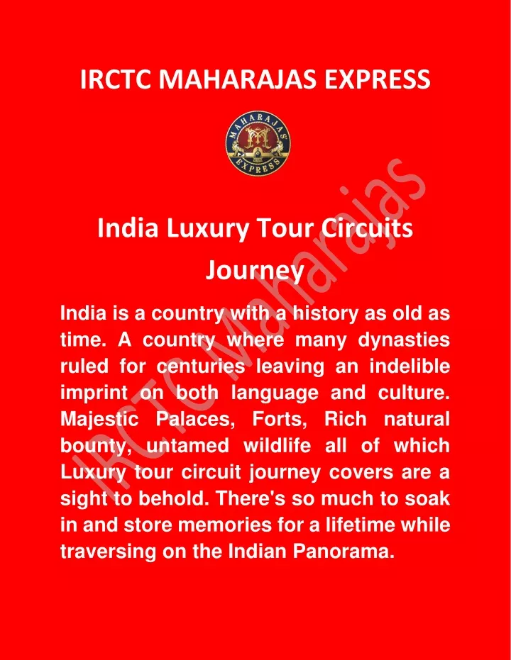 irctc maharajas express