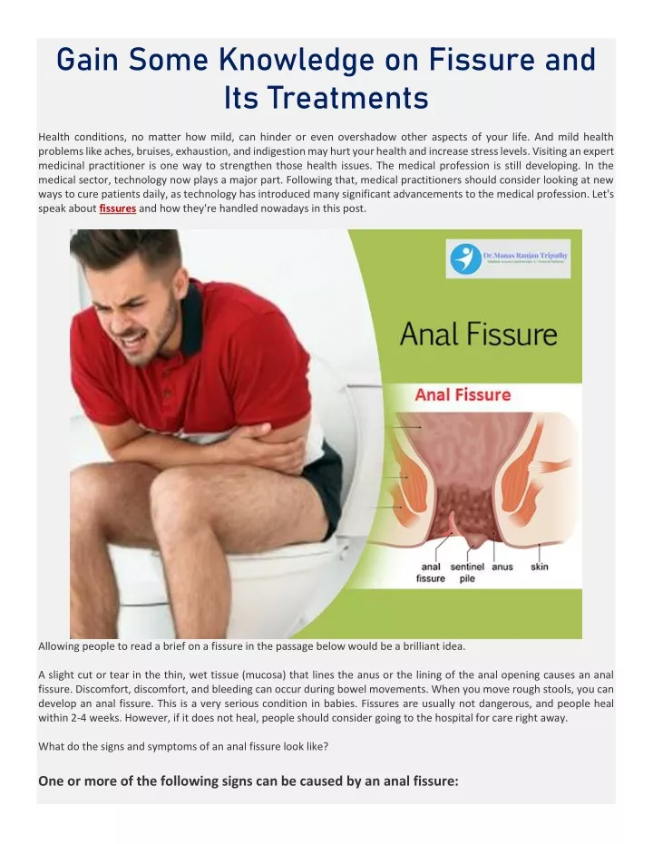 gain some knowledge on fissure and its treatments