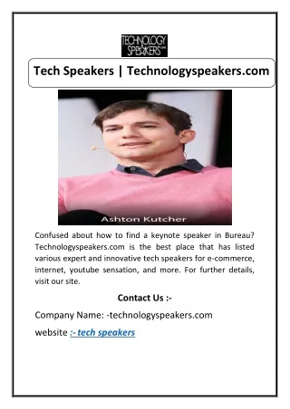 Tech Speakers | Technologyspeakers.com