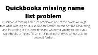 quickbooks missing name list problem quickbooks