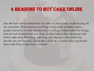 4 reasons to buy cake online
