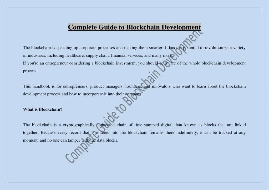 ppt - a comprehensive guide to create blockchain in... PPT - Complete Guide to Blockchain Development PowerPoint Presentation ...