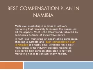 Best Compensation plan in Namibia