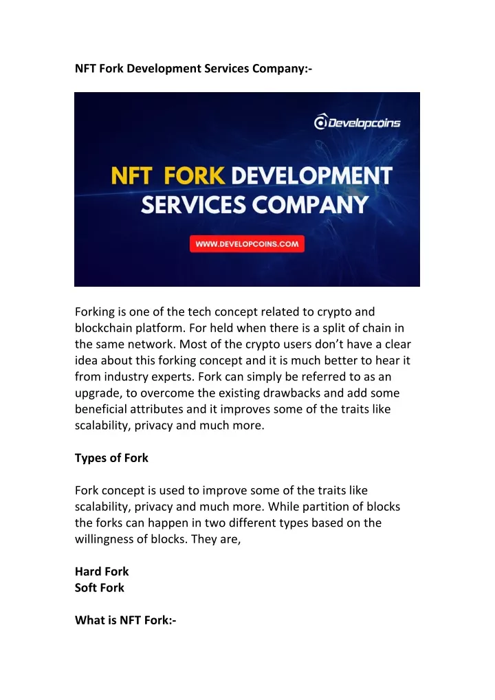 nft fork development services company