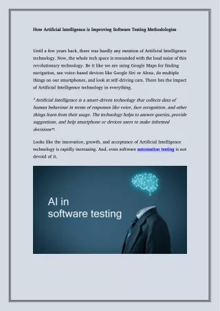 How Artificial Intelligence is Improving Software Testing Methodologies