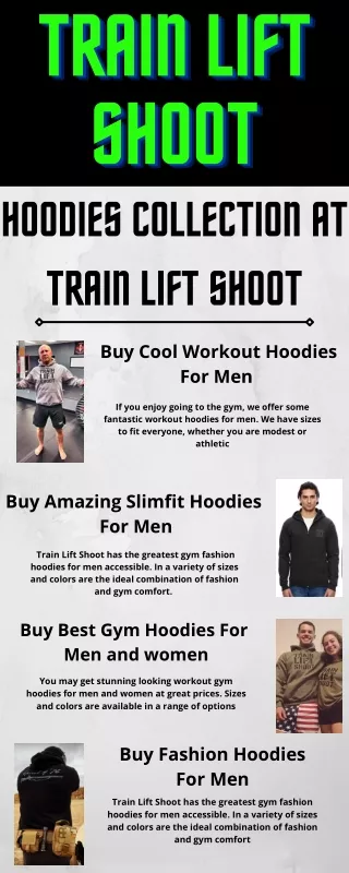 Buy Amazing Slimfit Hoodies For Men  |  TRAIN LIFT SHOOT