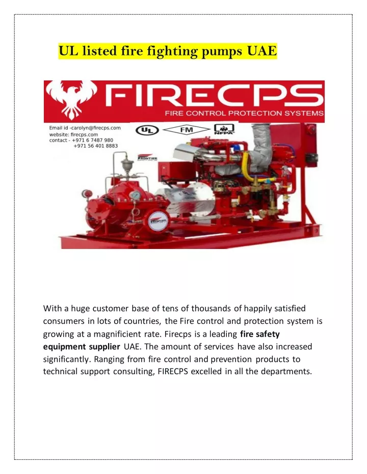 ul listed fire fighting pumps uae